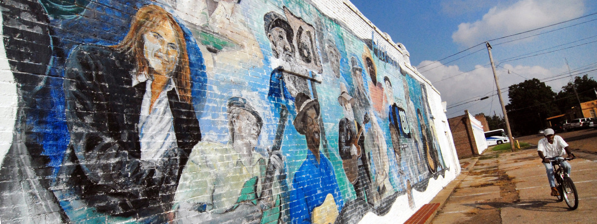 Blues-Wandgemälde in Leland, nahe Greenville