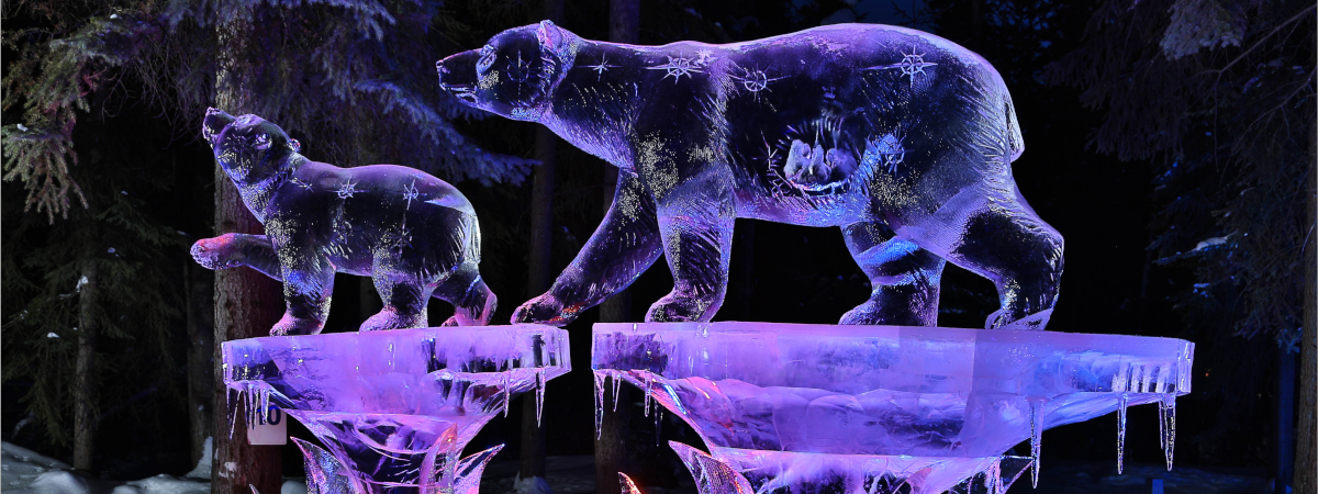 An ice sculpture at the 2022 World Ice Art Championship in Fairbanks, Alaska