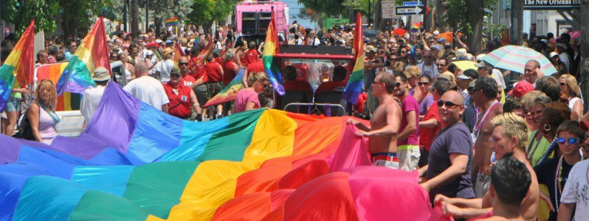 LGBTQ-Flagge während der Key West Pride Parade