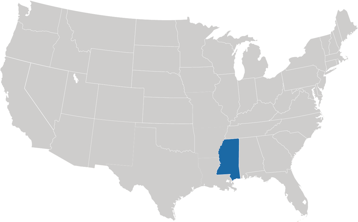 Mississippi - der "Magnolien-Staat" auf der Karte