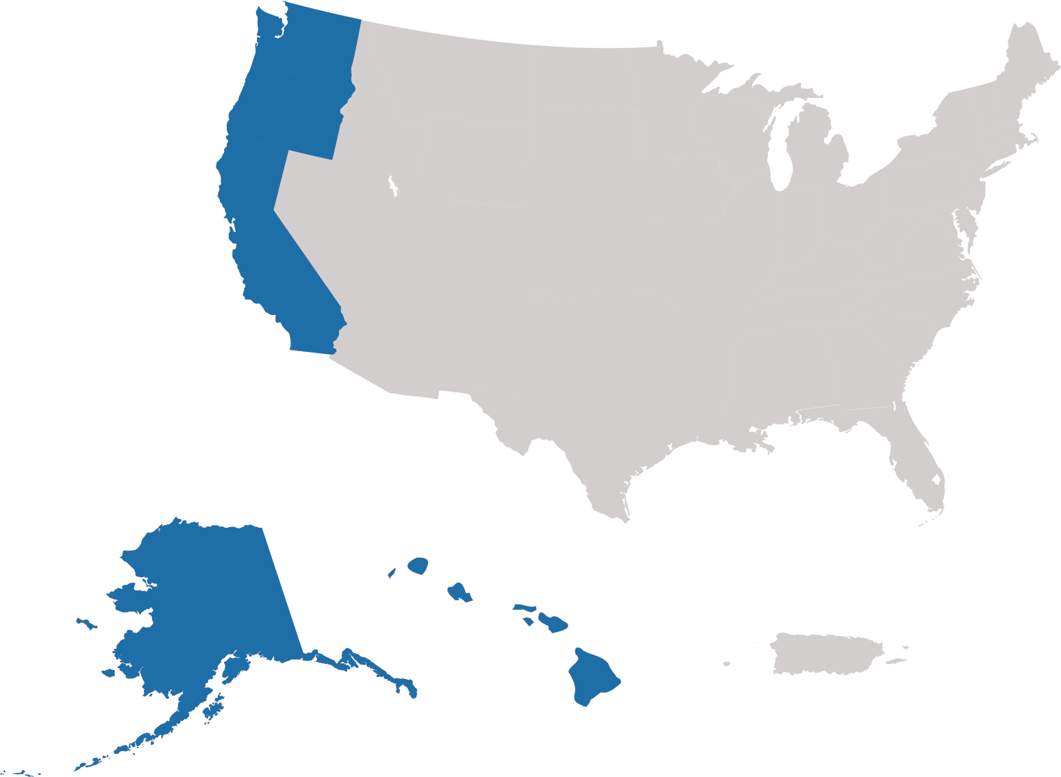 Karte: Pazifikstaaten der USA