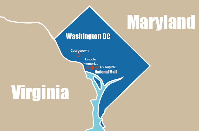 Highlight Karte von Washington, DC