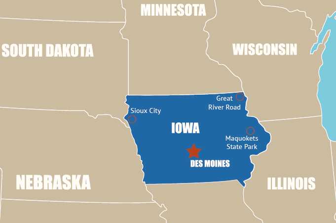 Highlight Karte von Iowa