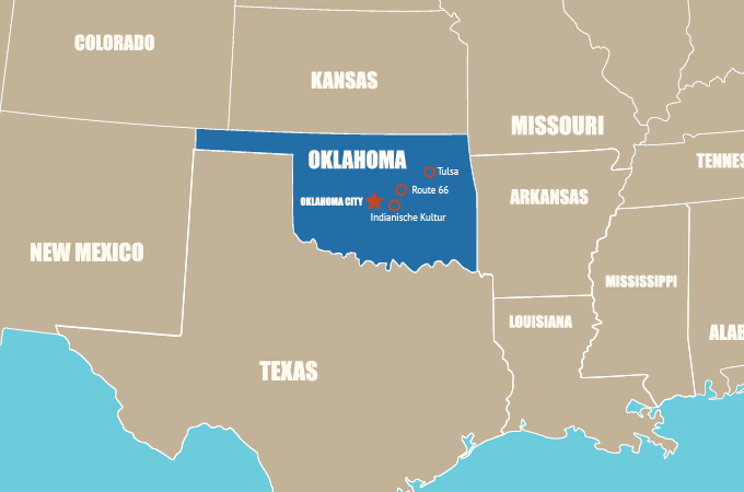 Highlight Karte von Oklahoma