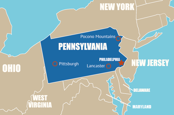 Highlight Karte von Pennsylvania