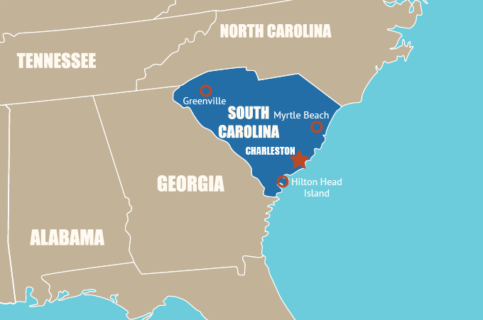 Highlight Karte von South Carolina