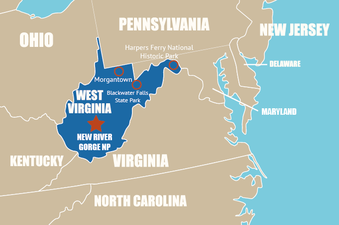 Highlight Karte von West Virginia